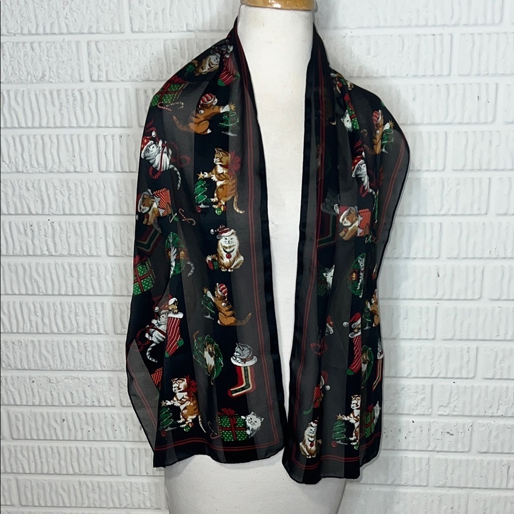 Black Cat Print Scarf